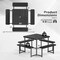 Outdoor Picnic Table Set for 4-8 with Umbrella Hole and Weatherproof Benches